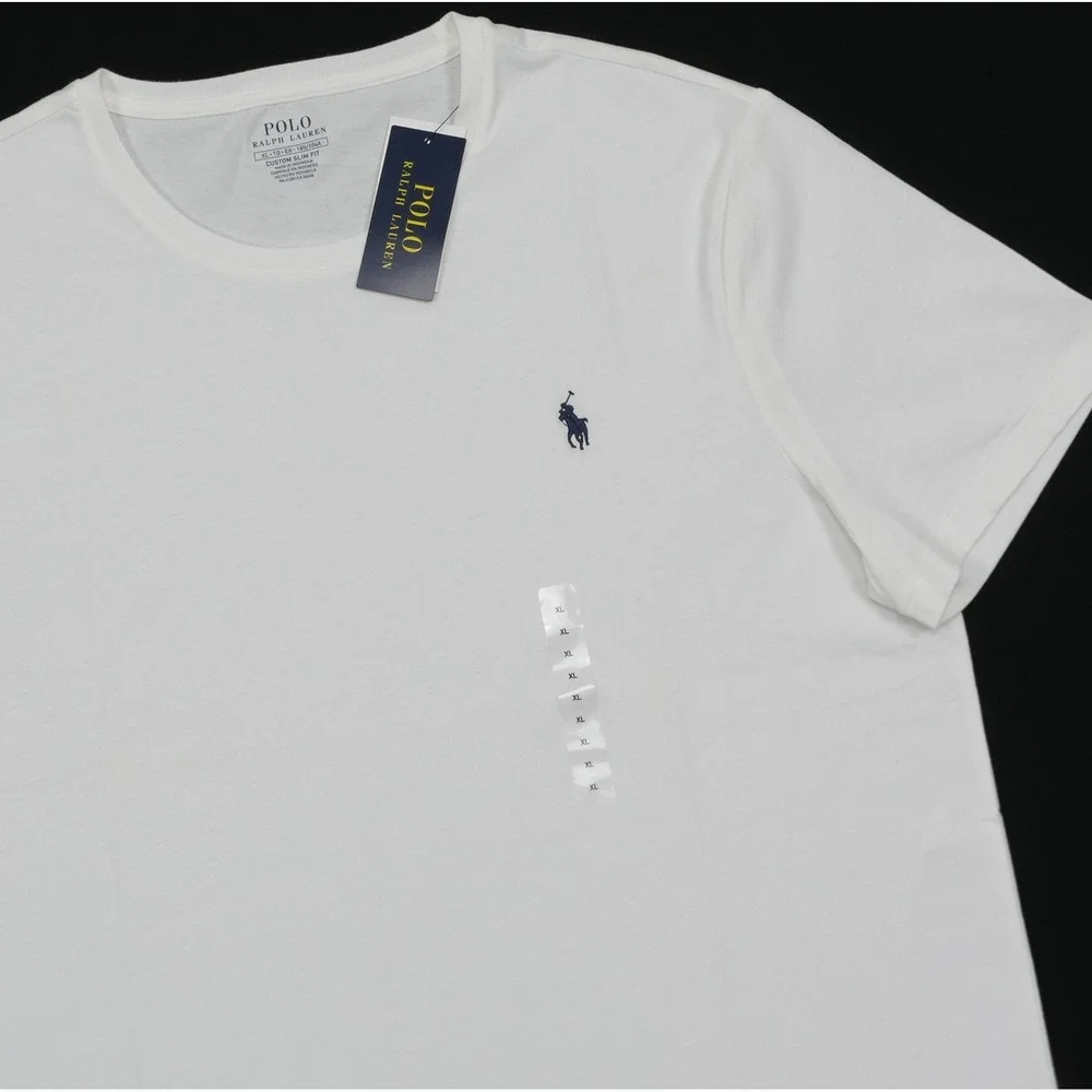 NEW Polo Ralph Lauren Mens XL Custom Slim Fit White T-Shirt Pony Logo NWT